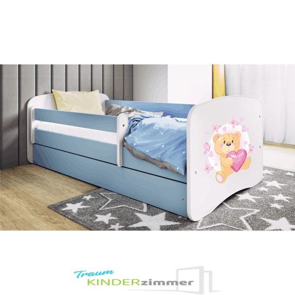 Kinderbett Teddybär Weiss-blau