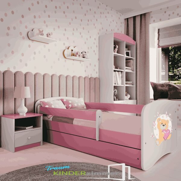 Kinderbett Teddybär Weiss-rosa Kinderbett Teddybär Weiss-rosa