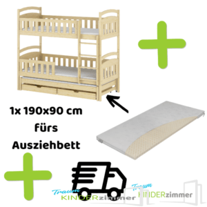 Set-Angebot Etagenbett ANTON 200x90 cm + Materasso Matratze Top Latex 190x90 cm fürs Ausziehbett