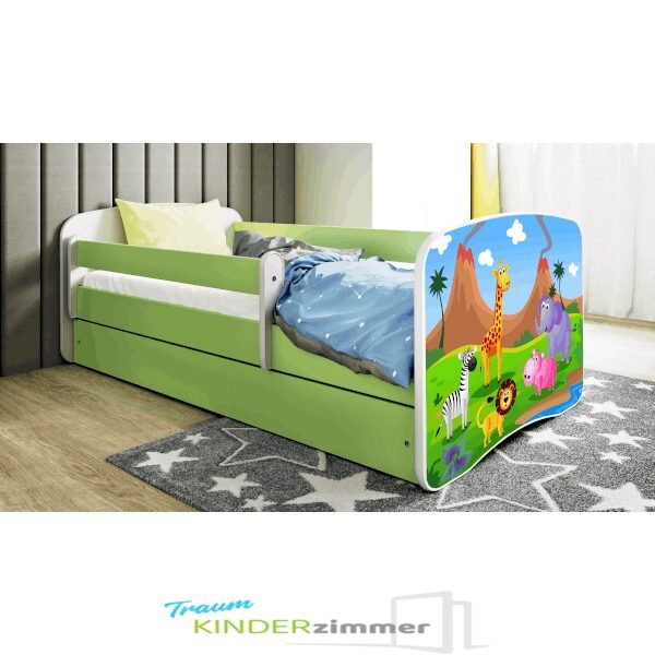 Kinderbett Safari Weiss-grün