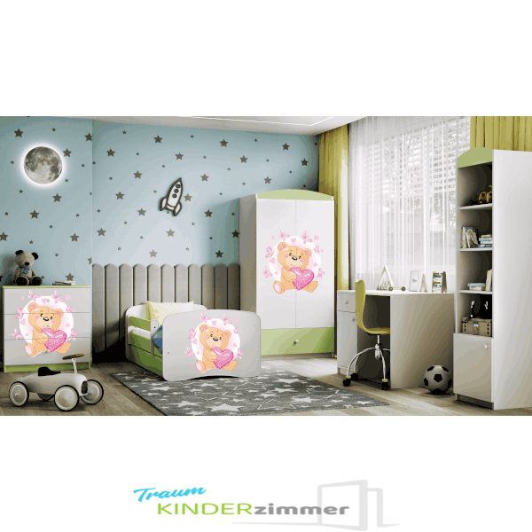 Kinderzimmer Teddybär Grün-weiss