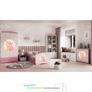 Kinderzimmer Teddybär Rosa-weiss
