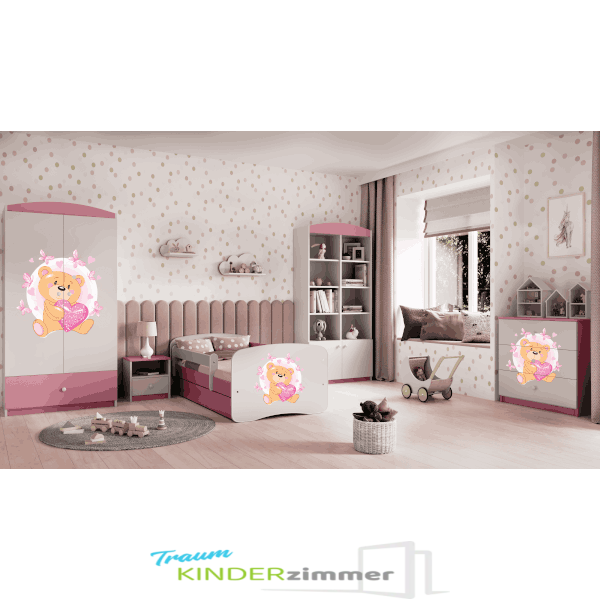 Kinderzimmer Teddybär Rosa-weiss