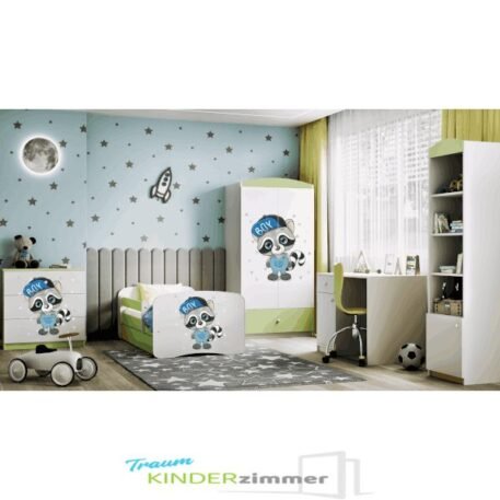 Kinderzimmer Waschbär Grün-weiss