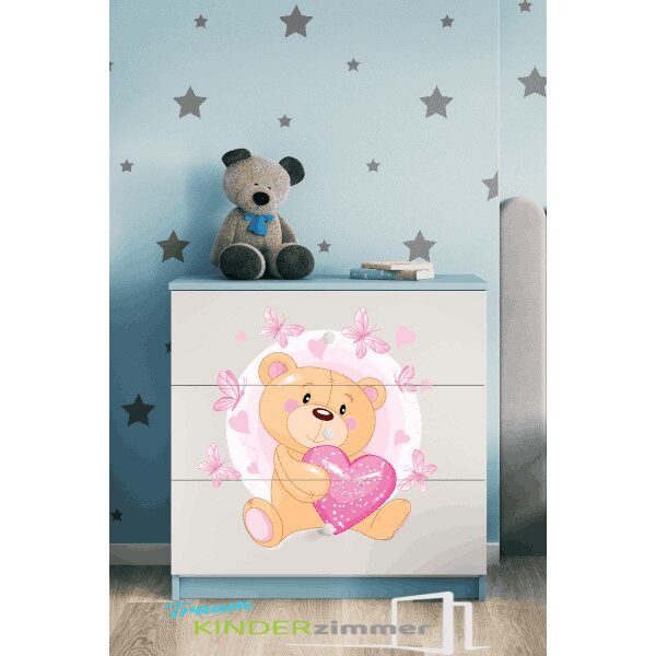 Kommode Teddybär Blau-Weiss