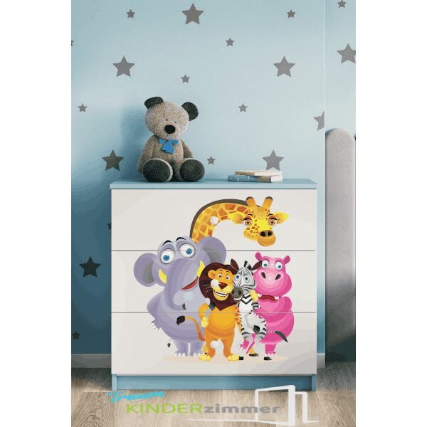 Kommode Zoo Blau-Weiss