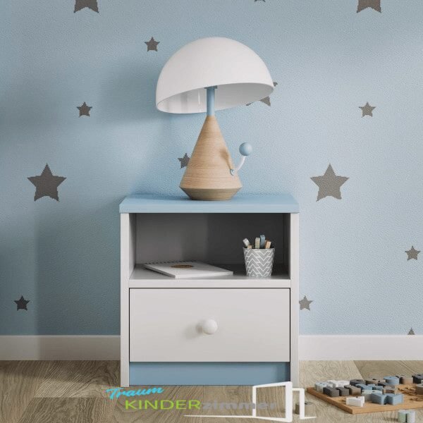 Nachttisch Blau-Weiss