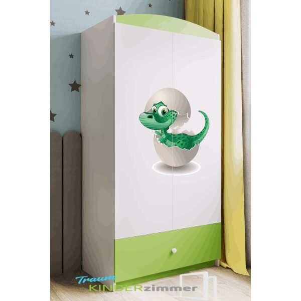 Schrank Dinosaurier Weiss-Grün