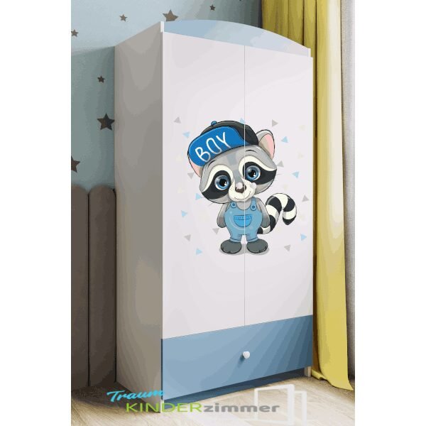 Schrank Waschbär Blau-Weiss
