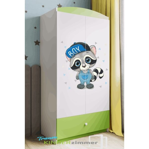 Schrank Waschbär Weiss-Grün
