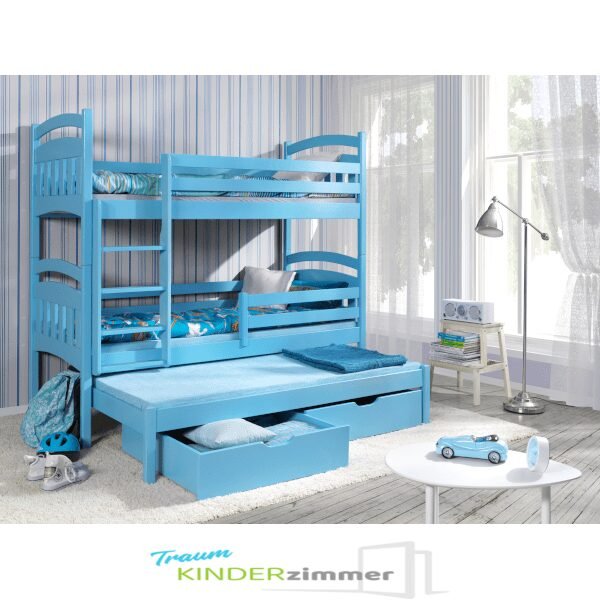Jakob Stockbett für 3 Personen mit Bettkasten Blau