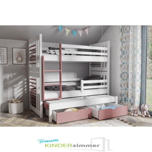 etagenbett-fuer-3-personen-mit-bettkasten-roland-weiss-rosa-min Etagenbett für 3 Personen mit Bettkasten Roland Weiss-Rosa