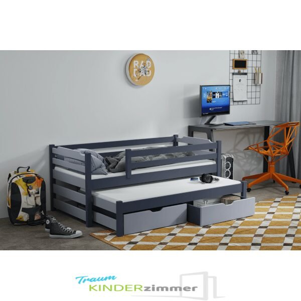kinderbett-fuer-2-personen-mit-absturzsicherung-und-bettkasten-mandy-graphit-akryl-min Mandy Vollholz Kinderbett für 2 Personen mit Absturzsicherung und Bettkasten Graphit