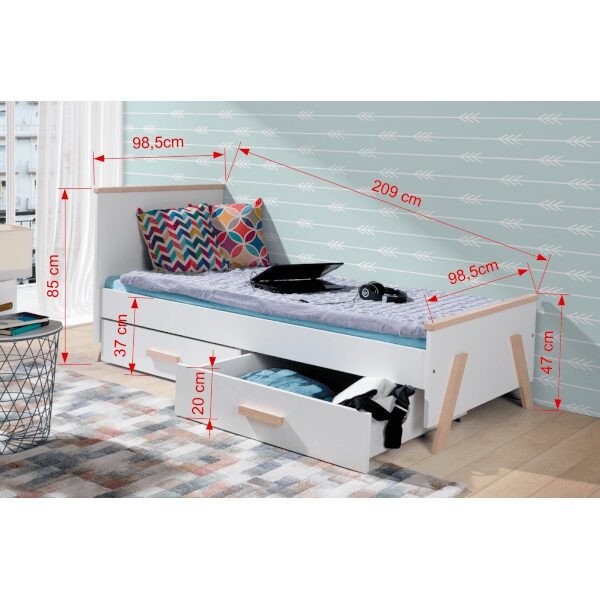 Kora Vollholz Kinderbett 90x200 Masse